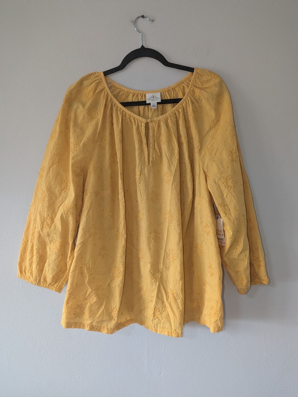 1X‎ NWT St. John's Bay Cotton Yellow Embroidered Top